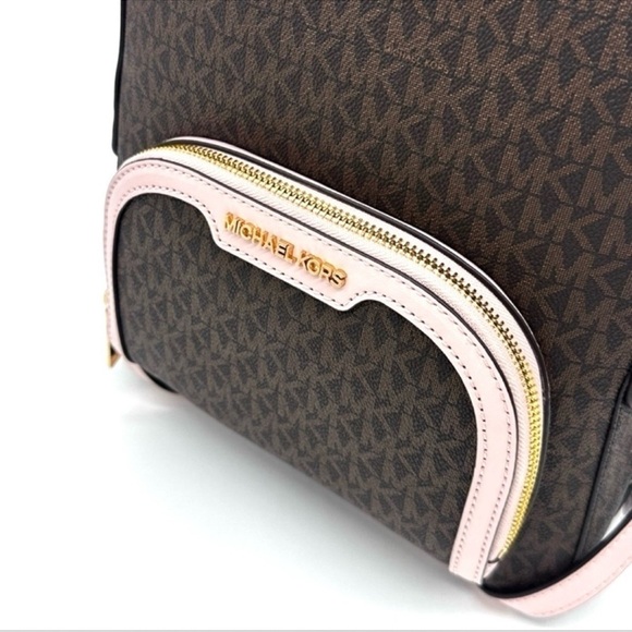 Michael Kors Medium Jaycee Zip Packet Backpack Brown/Light Pink - Picture 7 of 14